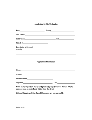 Site Evaluation Application Form