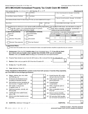 Michigan Homestead Property Tax Credit Claim
