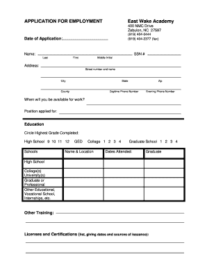 Employment Application Form