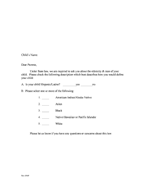 Child Ethnicity and Race Form