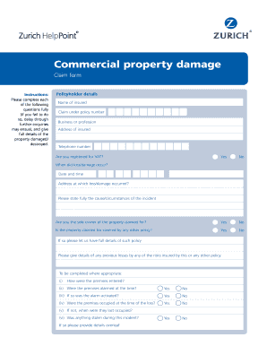 Commercial Property Damage Claim Form