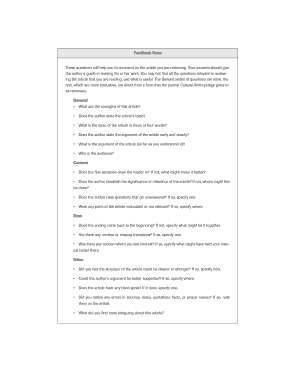 Article Review Feedback Form