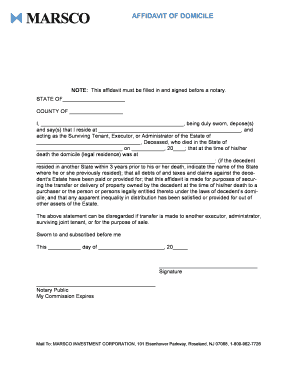 Affidavit of Domicile