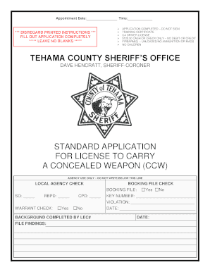 California Concealed Weapon License Application