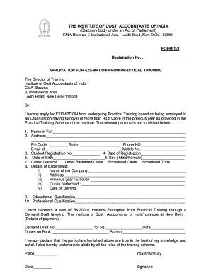 Application for Exemption from Practical Training