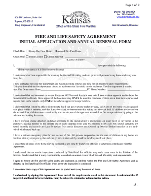 Fire and Life Safety Agreement Form