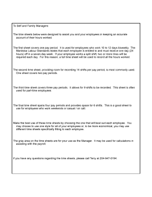 Time Sheet for Self and Family Managed Care