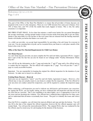 Fire and Life Safety Agreement for Kansas Home Daycares