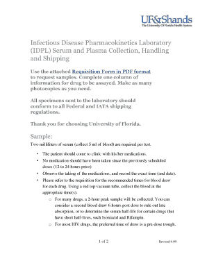 University of Florida Infectious Disease Pharmacokinetics Lab Requisition Form
