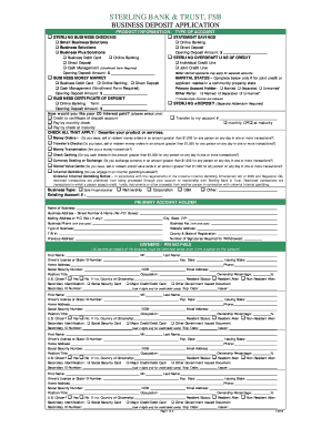 Sterling Bank Business Deposit Application