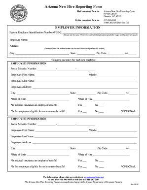 Arizona New Hire Reporting Form