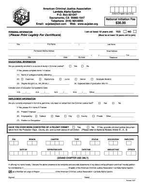 American Criminal Justice Association Membership Application