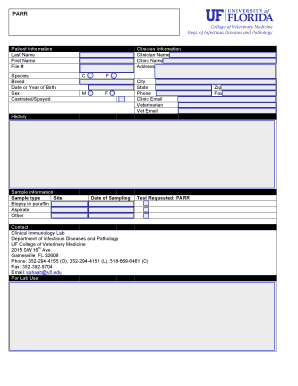 Veterinary Medicine Patient Information Form
