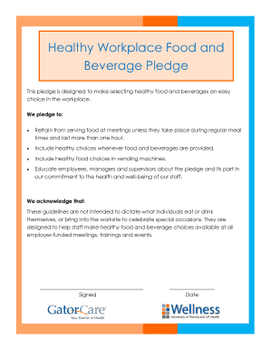 Healthy Workplace Food and Beverage Pledge