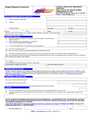 Single Shipment Insurance Application
