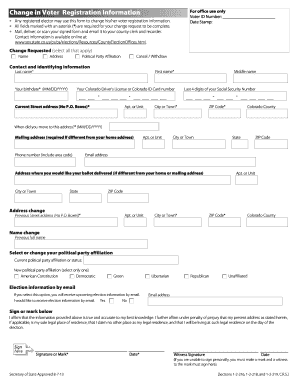 Colorado Voter Registration Change Form