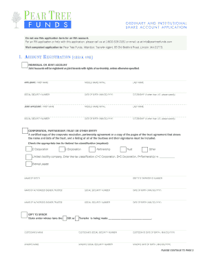 Pear Tree Funds Share Account Application