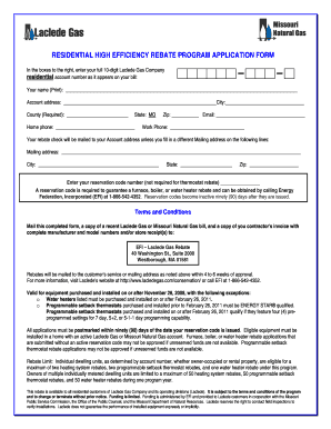 Residential High Efficiency Rebate Program Application Form