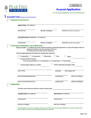 Pear Tree Funds Account Application