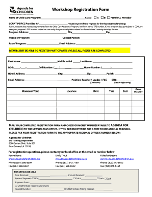 Workshop Registration Form