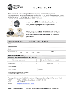 Spirit of Adventure Trust Donation Form