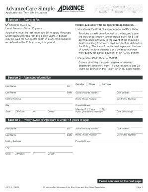 Term Life Insurance Application