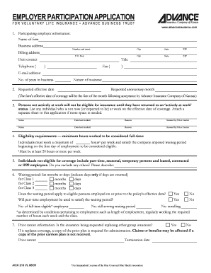 Employer Participation Application for Voluntary Life Insurance