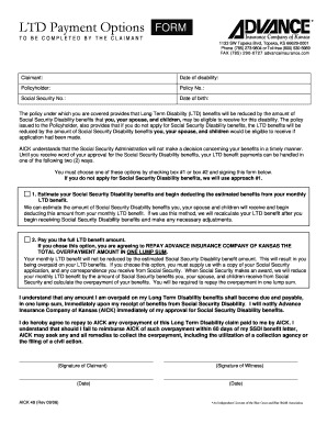 Long Term Disability Payment Options Form
