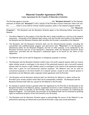 Material Transfer Agreement