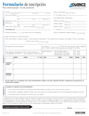 Formulario de inscripción