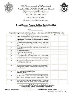 Crowd Manager Fire and Building Safety Checklist