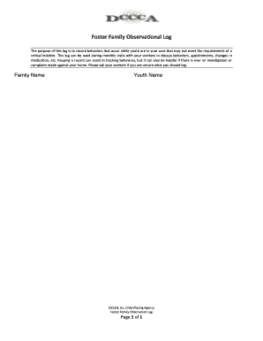 Foster Family Observation Log