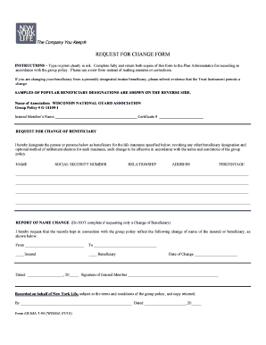 Request for Change of Beneficiary Form
