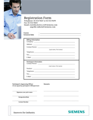 Siemens Course Registration Form