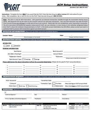 ACH Setup Instructions Form