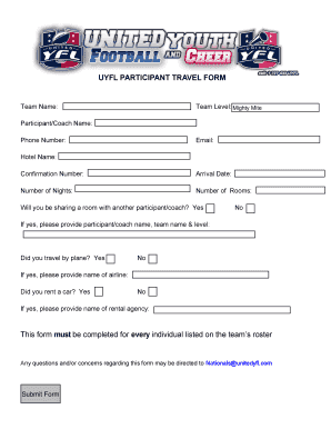 UYFL Participant Travel Form