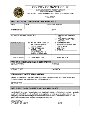 Santa Cruz County Fire Department Permit Application
