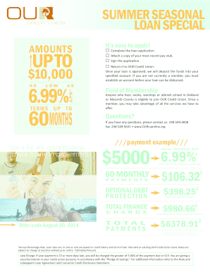 Summer Seasonal Loan Application