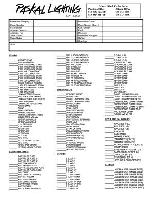 Master Blank Order Form