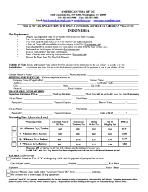 Indonesia Visa Application Form