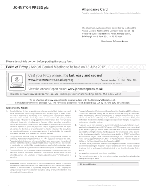 Johnston Press Annual General Meeting Proxy Form