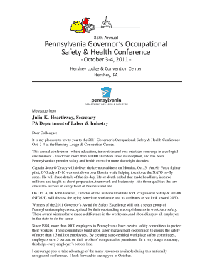Pennsylvania Governor’s Occupational Safety & Health Conference Registration Form