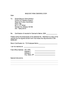 Request for Certification