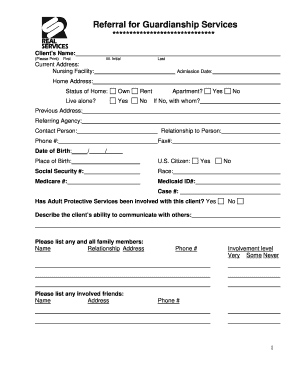 Referral for Guardianship Services
