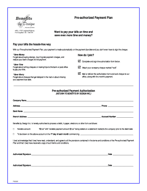 Pre-authorized Payment Plan Authorization Form