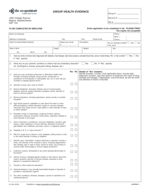Group Health Evidence Form