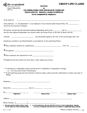 Group Life Claims Form