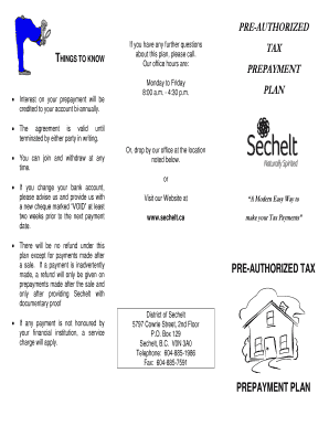 Pre-Authorized Tax Prepayment Plan