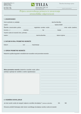 Slovenian Auto Insurance Claim Form