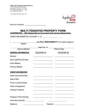 Multi-Tenanted Property Form